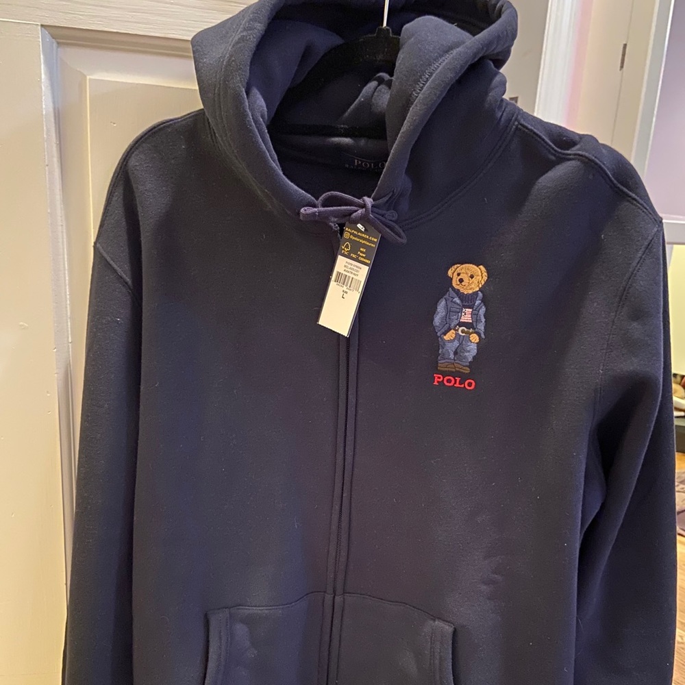 Navy polo sweatshirt